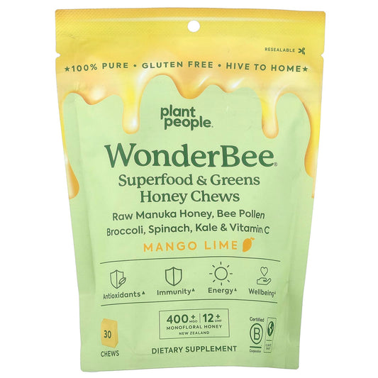 Plant People WonderBee Superfood & Greens Honey Chews Mango Lime - 30 Chews