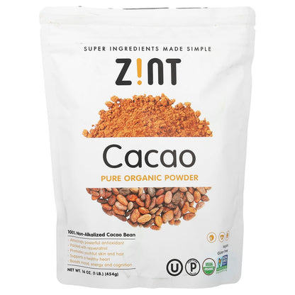 Zint Pure Organic Cacao Powder, 454 g (16 oz)