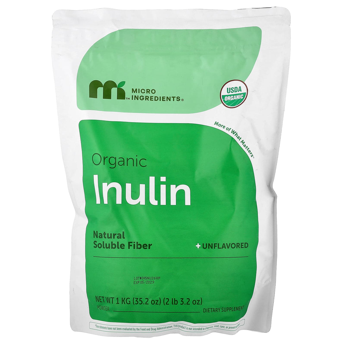 Micro Ingredients Organic Inulin Powder Unflavoured 1 kg (35.2 oz)