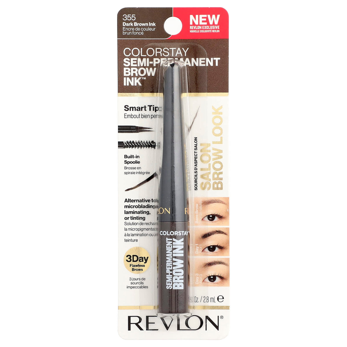 Revlon ColorStay Semi-Permanent Brow Ink 355 Dark Brown Ink 2.8 ml (0.09 fl oz) — alternate product view