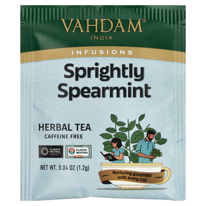Vahdam Teas Sprightly Spearmint Herbal Tea, 100 Infusion Bags (120 g) - view 3