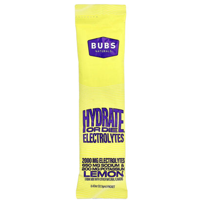 BUBS Naturals Hydrate or Die Electrolyte Drink Mix, Lemon, 20 Packets - view 3