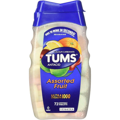 TUMS Ultra Maximum Strength Chewable Tablets, Assorted Fruit - 72