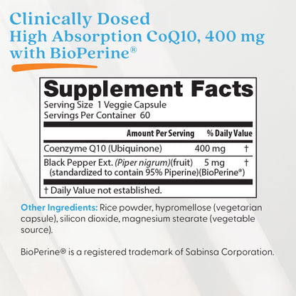 Doctor's Best High Absorption CoQ10 with BioPerine, 60 Veggie Caps - view 4