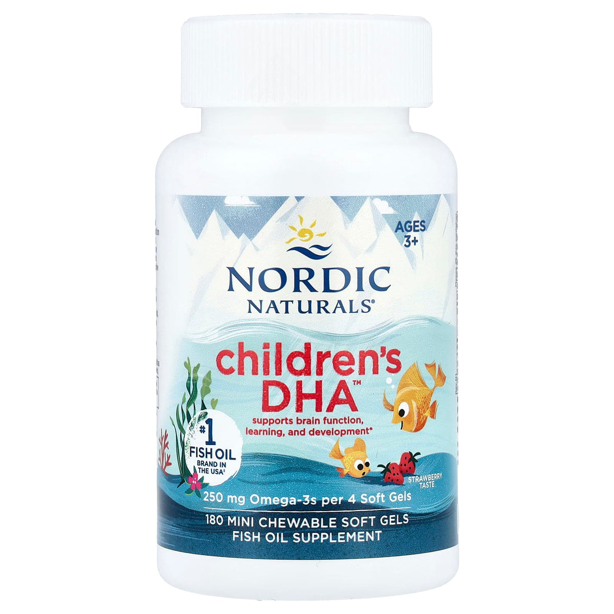 Nordic Naturals Children's DHA, Ages 3+, Strawberry, 180 Mini Chewable Soft Gels - view 3