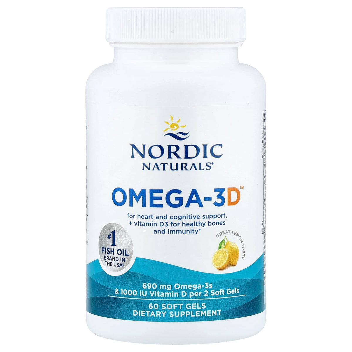 Nordic Naturals Omega-3D, Lemon, 60 Soft Gels - view 3