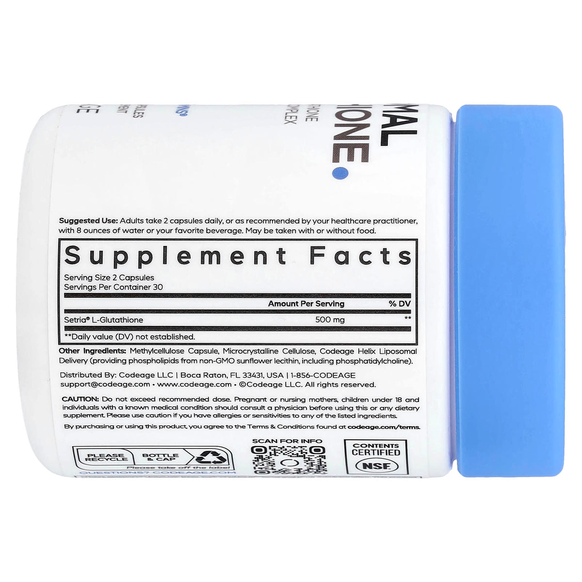 Codeage Liposomal Glutathione, 60 Vegetable Capsules (250 mg per Capsule) - view 2