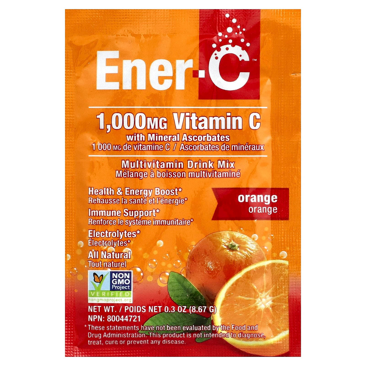 Ener-C Vitamin C Multivitamin Drink Mix, Orange, 30 Packets, 8.67 g Each - view 3