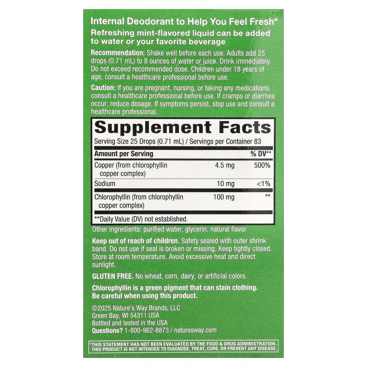 Nature's Way Chlorofresh Chlorophyll Drops, Mint, 59 ml (2 fl oz) — alternate product view