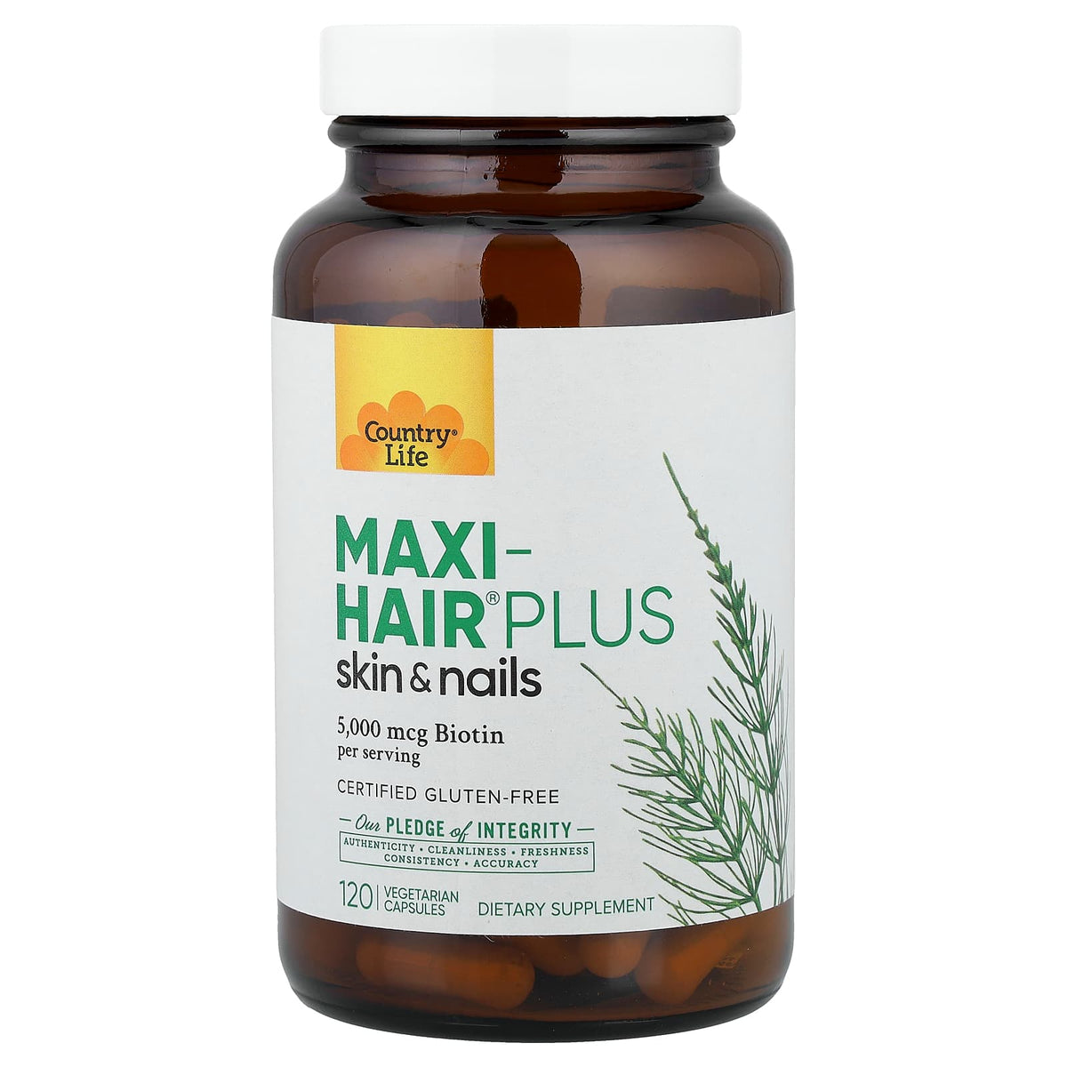 Country Life Maxi-Hair Plus Skin & Nails, 120 Vegetarian Capsules — product view