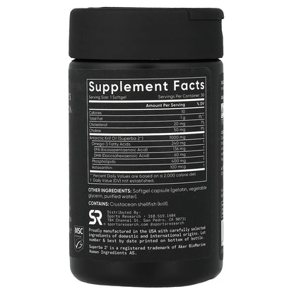 Sports Research Omega-3 Krill Oil, 1,000 mg, 30 Softgels - view 2