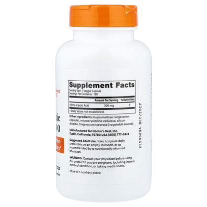 Doctor's Best Alpha-Lipoic Acid 300, 300 mg, 180 Veggie Capsules - view 2