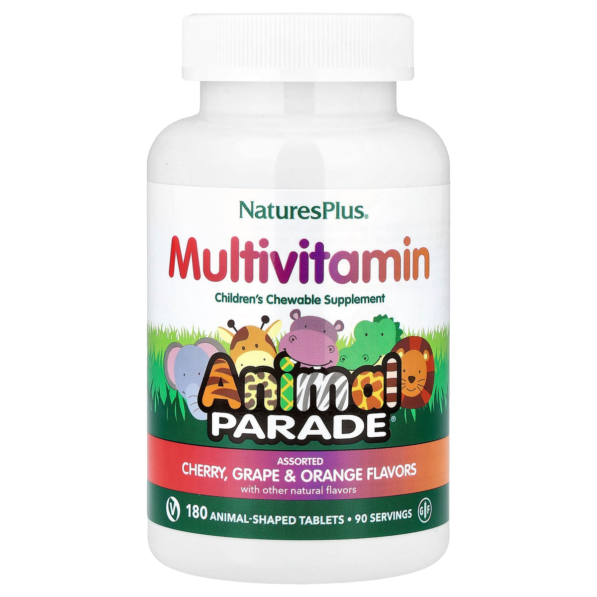 NaturesPlus Animal Parade Children's Chewable Multivitamin, 180 Tablets