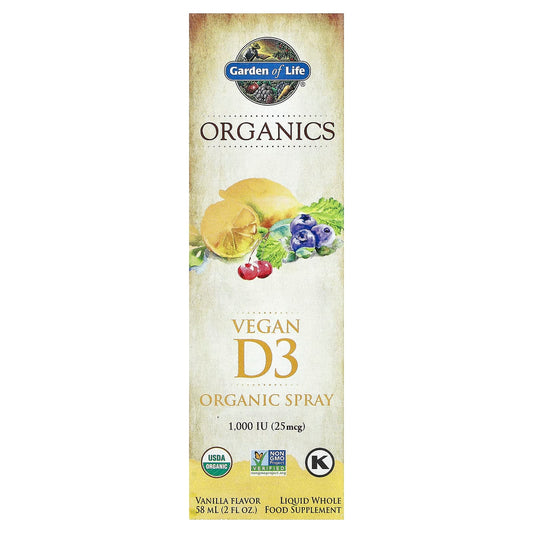 Garden of Life Vegan D3 Organic Spray, Vanilla, 58 ml (2 fl oz)