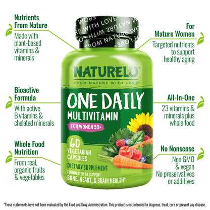 Naturelo One Daily Multivitamin for Women 50+, 60 Vegetarian Capsules - view 4