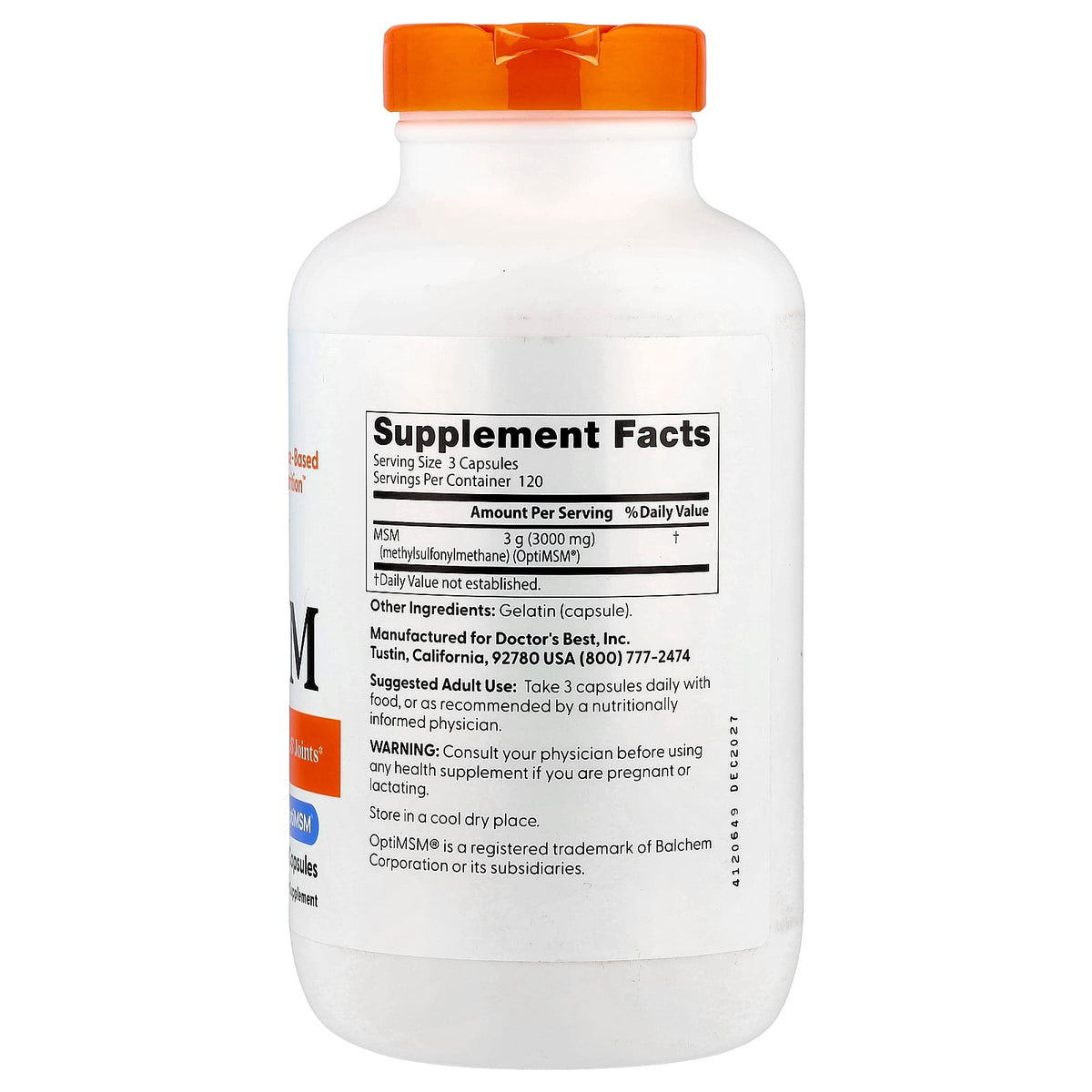 Doctor's Best MSM with OptiMSM, 360 Capsules (1,000 mg per Capsule) - view 2