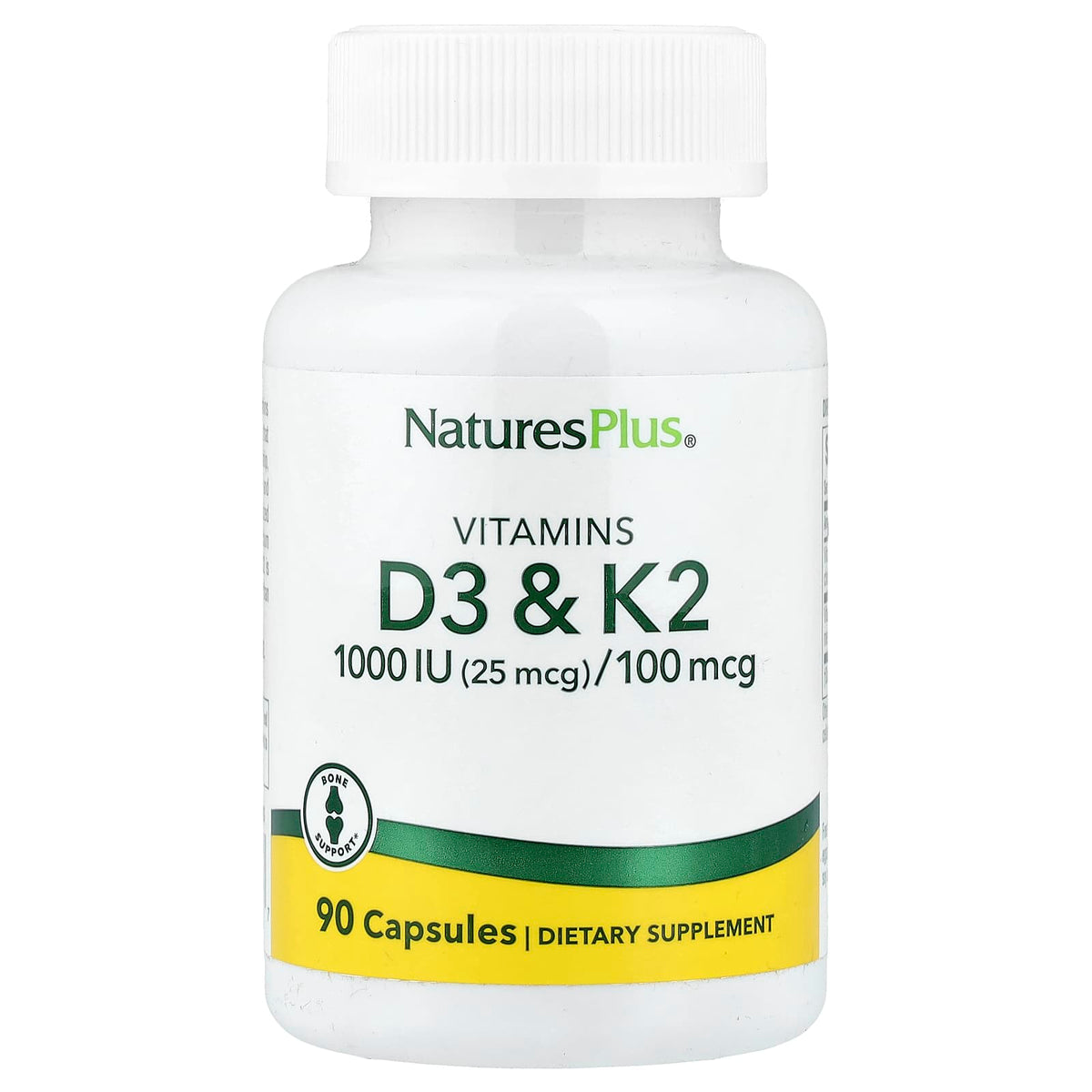 NaturesPlus Vitamin D3 & K2, 90 Capsules — product view