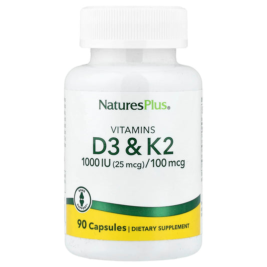 NaturesPlus Vitamin D3 & K2, 90 Capsules