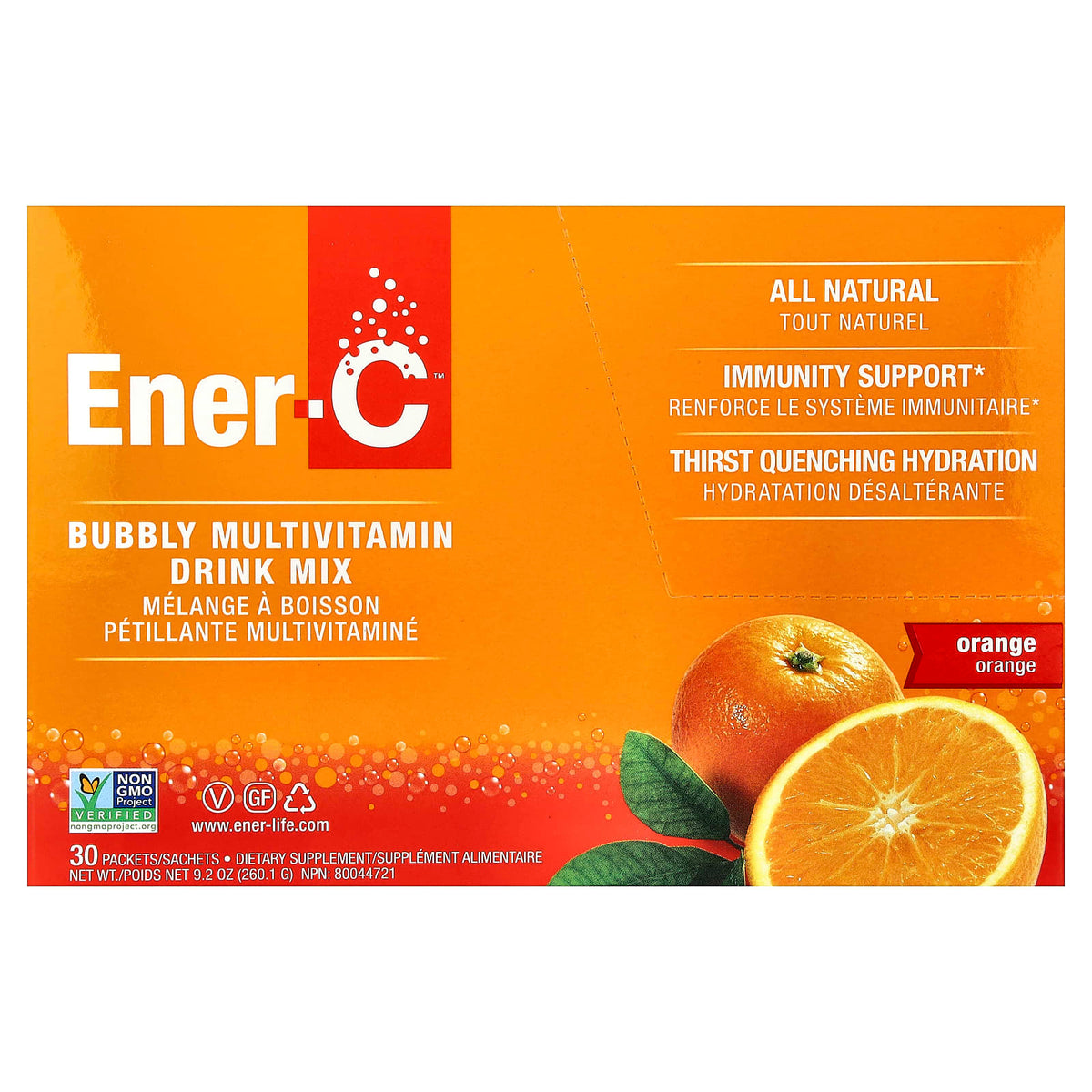 Ener-C Vitamin C Multivitamin Drink Mix, Orange, 30 Packets, 8.67 g (0.3 oz) Each — product view