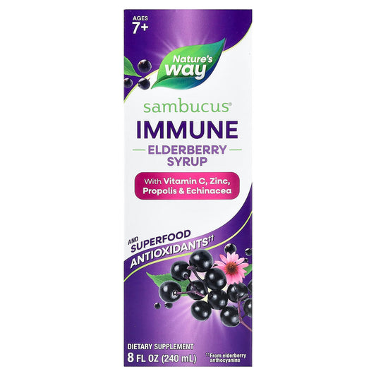 Nature's Way Sambucus Elderberry Syrup, Ages 7+, 240 ml (8 fl oz)