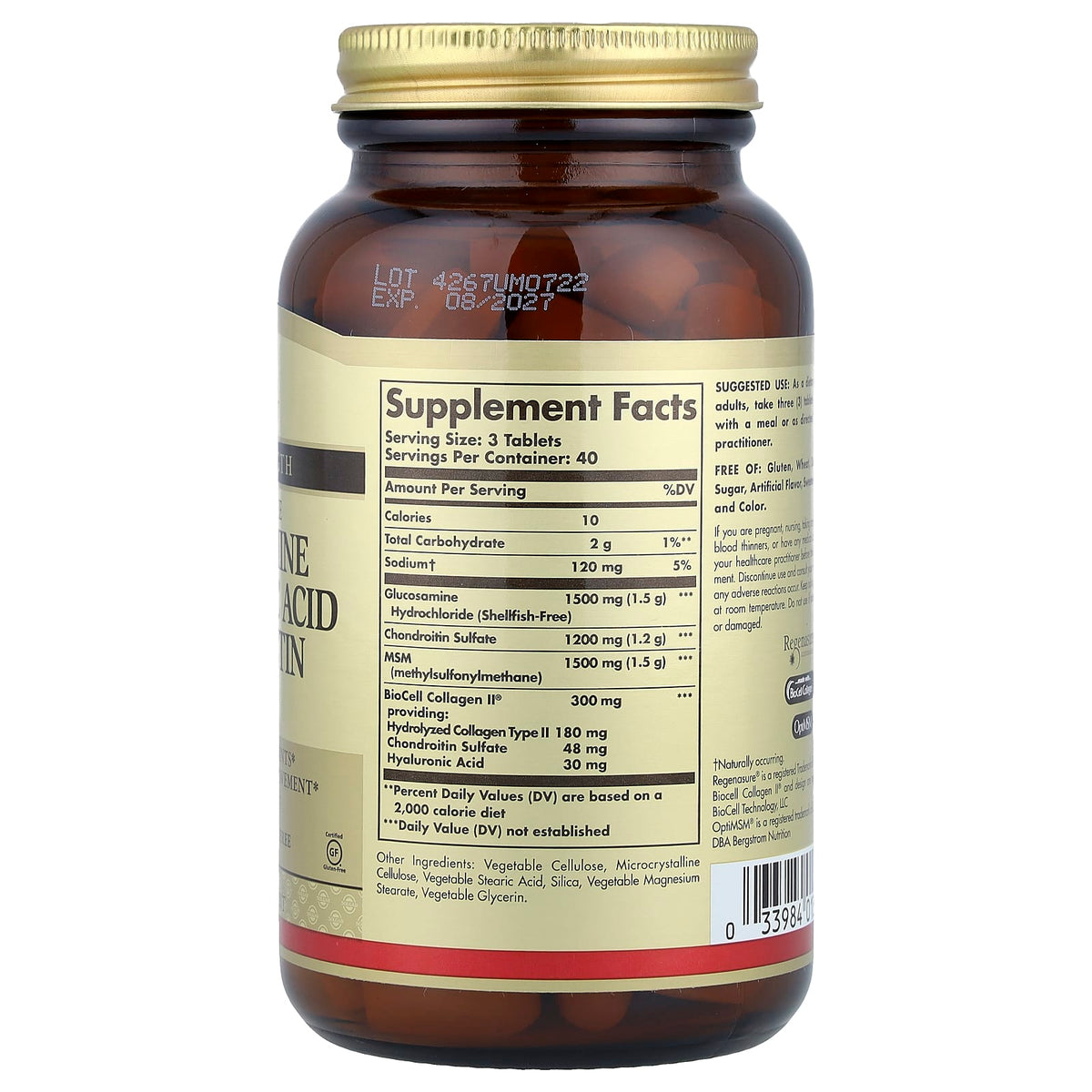Solgar Glucosamine Hyaluronic Acid Chondroitin MSM, 120 Tablets - view 2