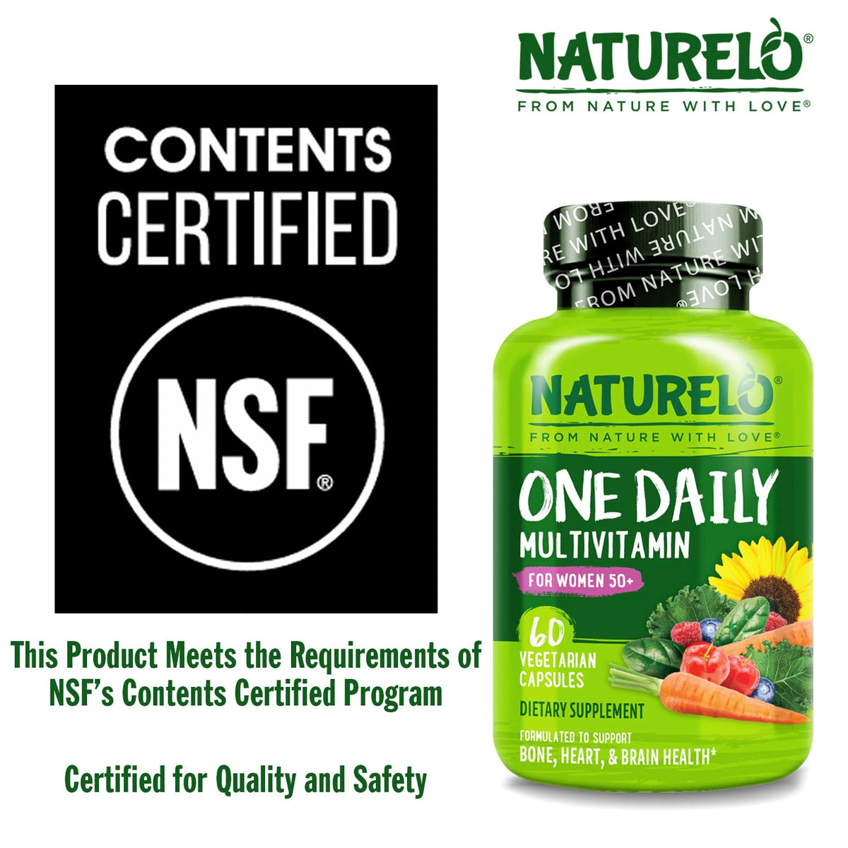 Naturelo One Daily Multivitamin for Women 50+, 60 Vegetarian Capsules - view 6