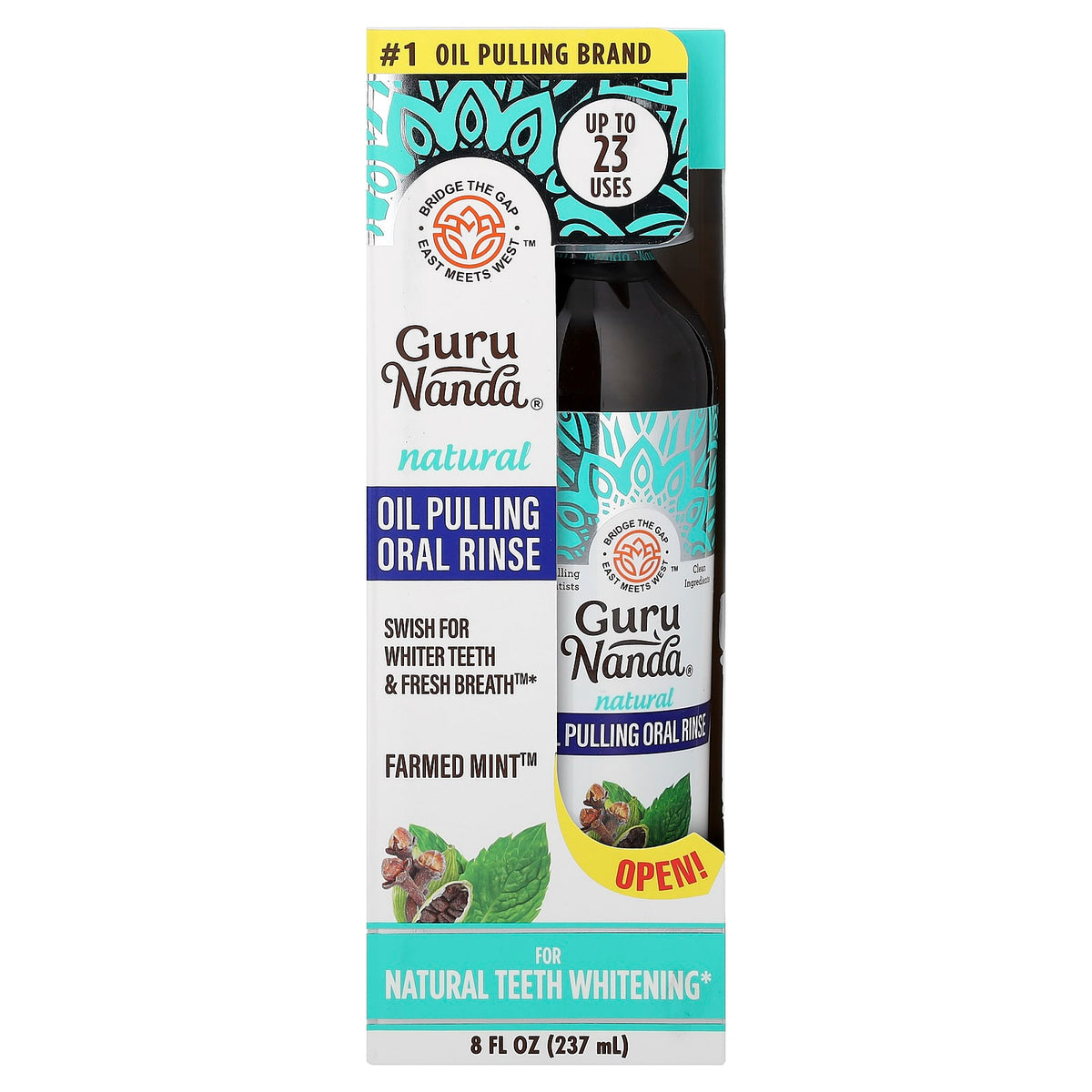 GuruNanda Natural Oil Pulling Oral Rinse, Farmed Mint, 237 ml (8 fl oz) - view 2