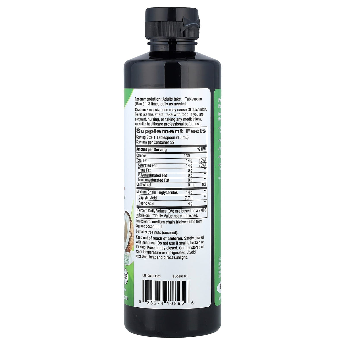 Nature's Way Organic MCT Oil, 480 ml (16 fl oz) — alternate product view