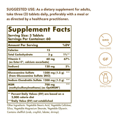 Solgar Glucosamine Chondroitin MSM with Ester-C, 180 Tablets - view 3
