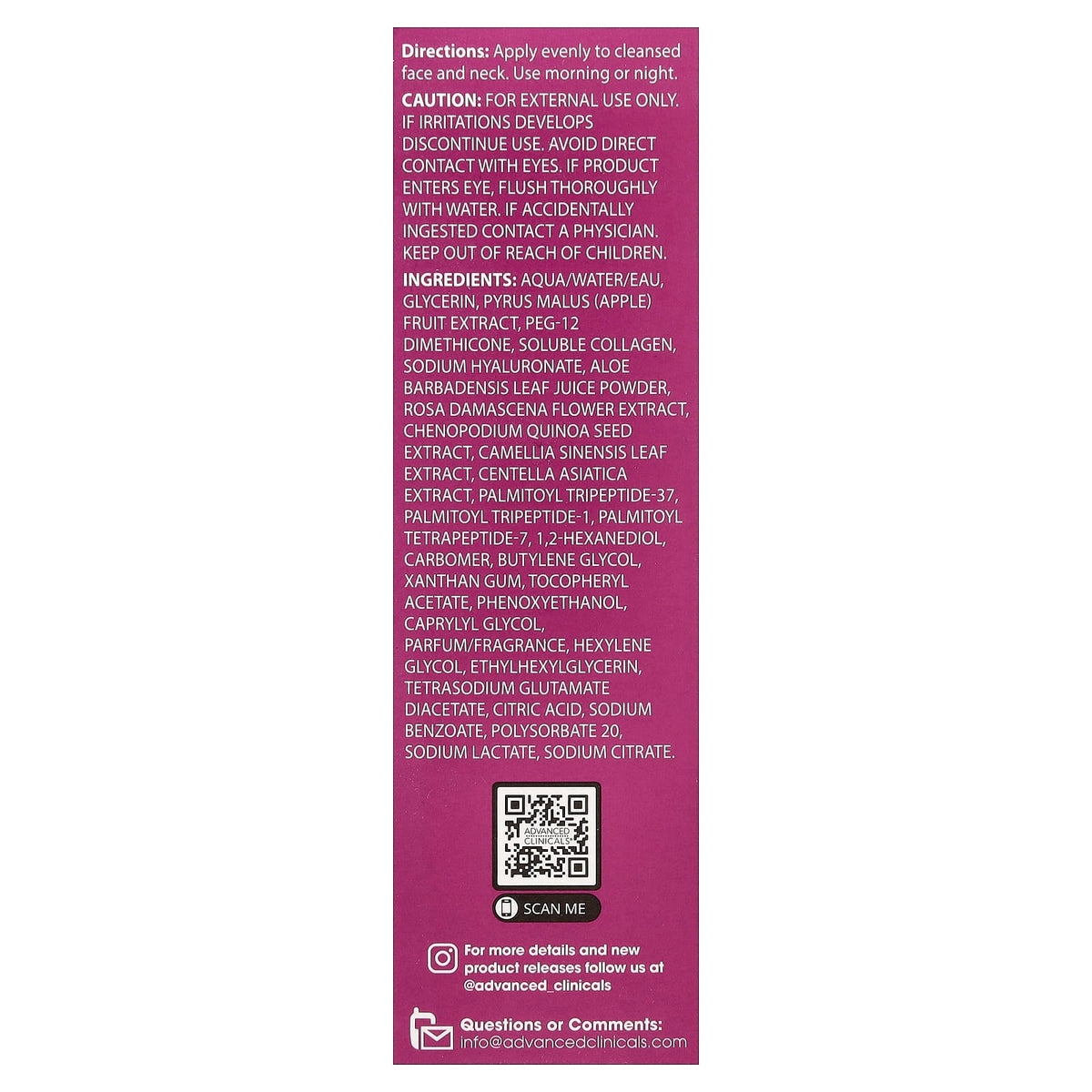 Advanced Clinicals Multi-Peptide Face Serum 52 ml (1.75 fl oz) - view 3