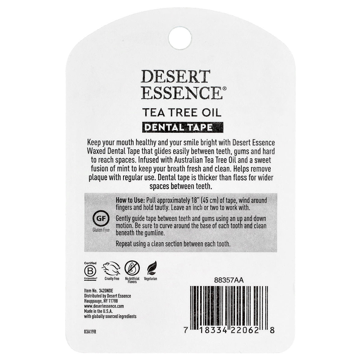 Desert Essence Waxed Dental Tape, Tea Tree Oil, 6 Count, 27.4 m (30 yd) Each — alternate product view