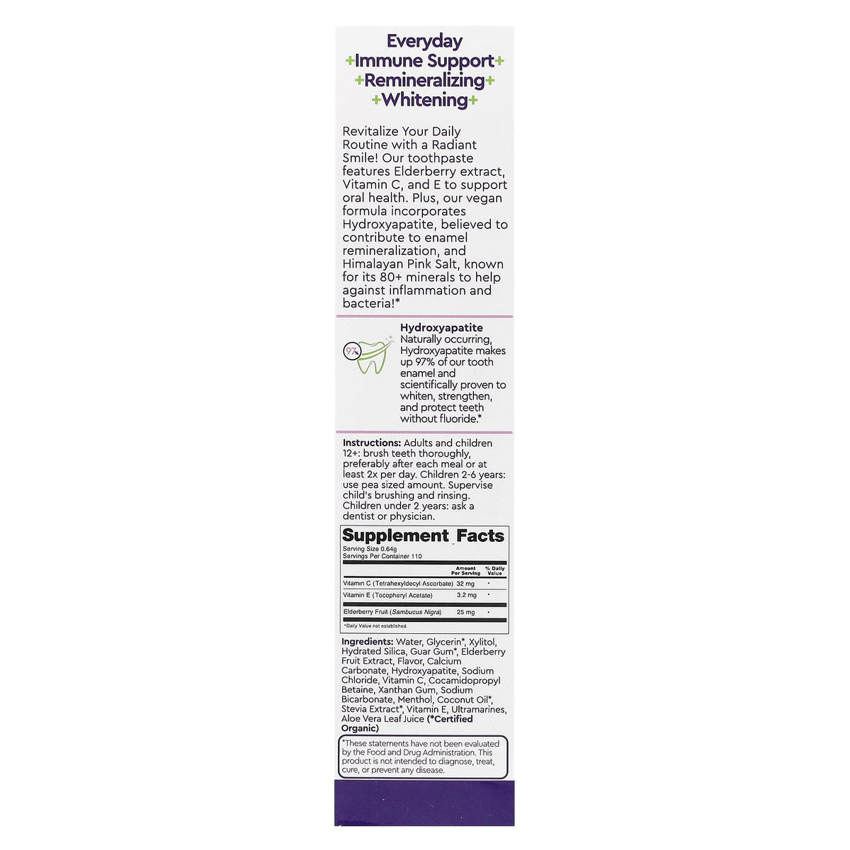 RADIUS Elderberry Mint Hydroxyapatite Toothpaste, 71 g - view 3
