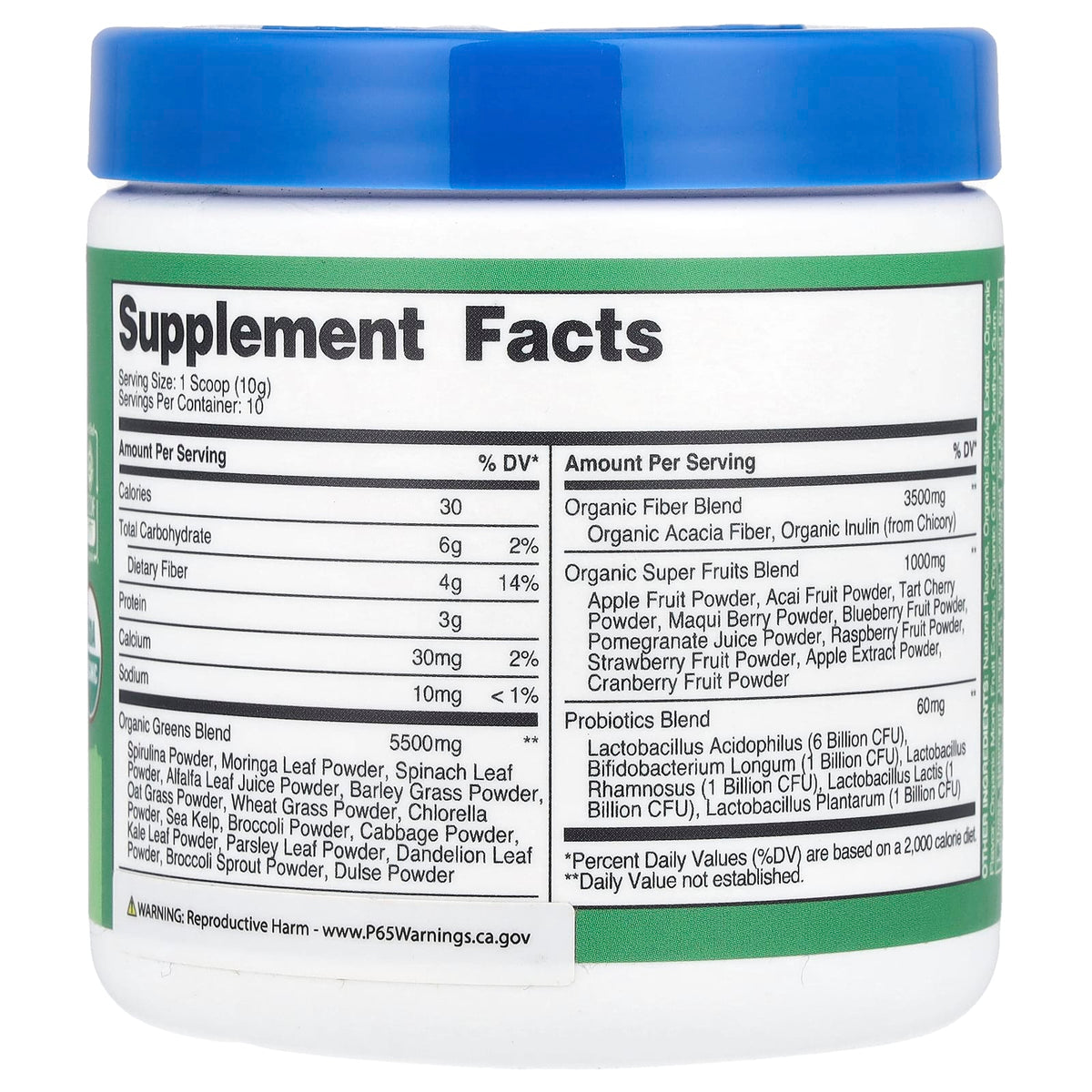 Nutricost Organic Super Greens Unflavoured 103 g (3.7 oz) - view 2