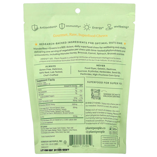 Plant People WonderBee Superfood & Greens Honey Chews Mango Lime - 30 Chews - view 2