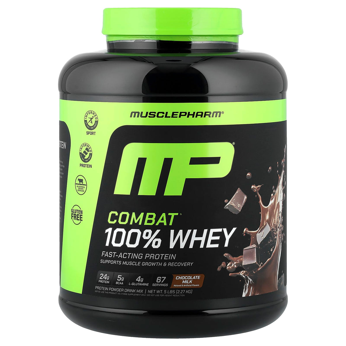 MusclePharm Combat 100% Whey Protein Powder, Chocolate Milk, 2.27 kg (5 lb) — product view