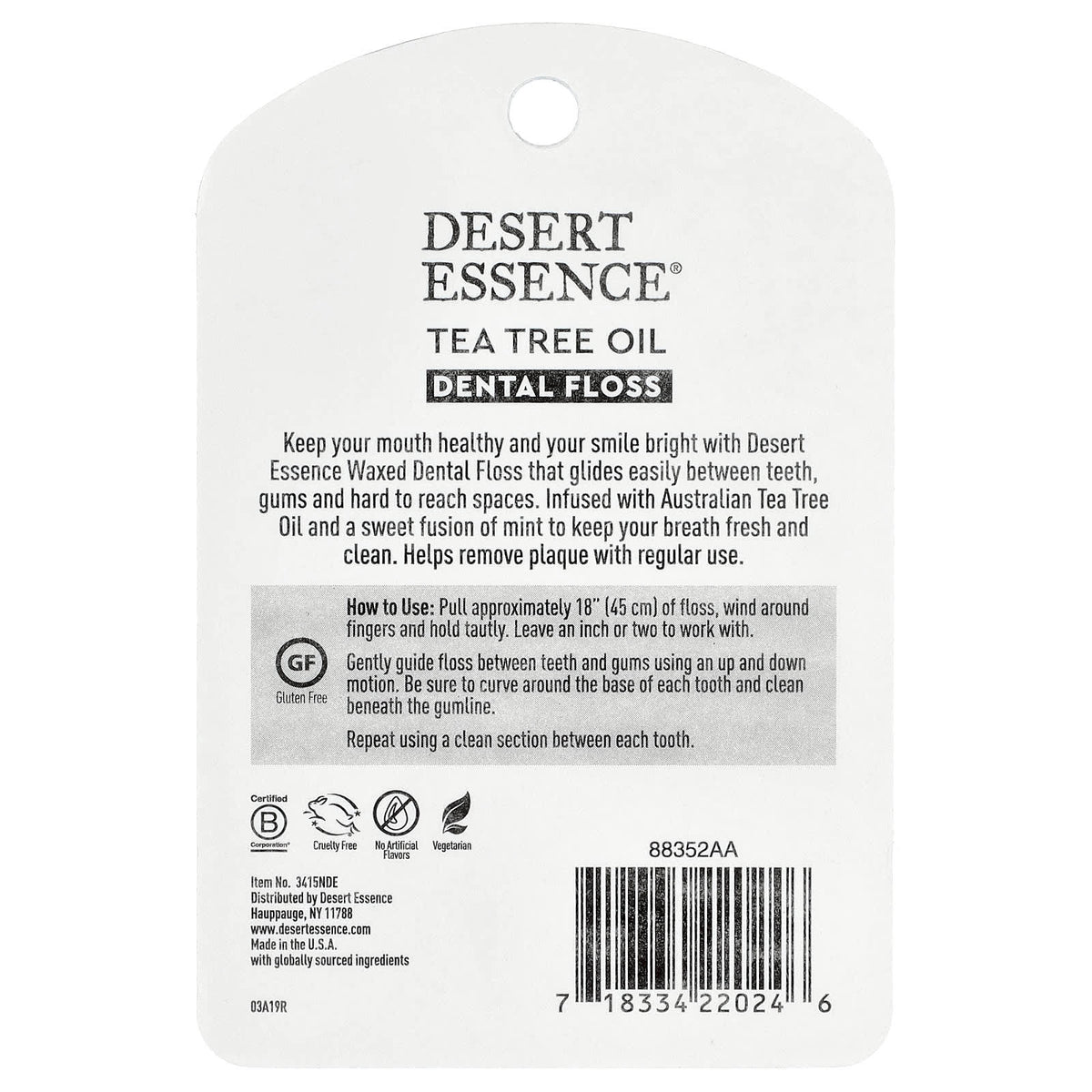 Desert Essence Waxed Dental Floss, Tea Tree Oil, 6 Count, 45.7 m (50 yd) Each - view 2