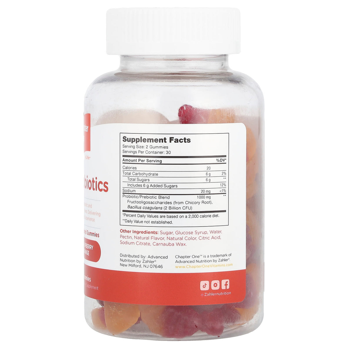 Zahler Chapter One Probiotic Gummies, Raspberry Orange, 60 Gummies — alternate product view