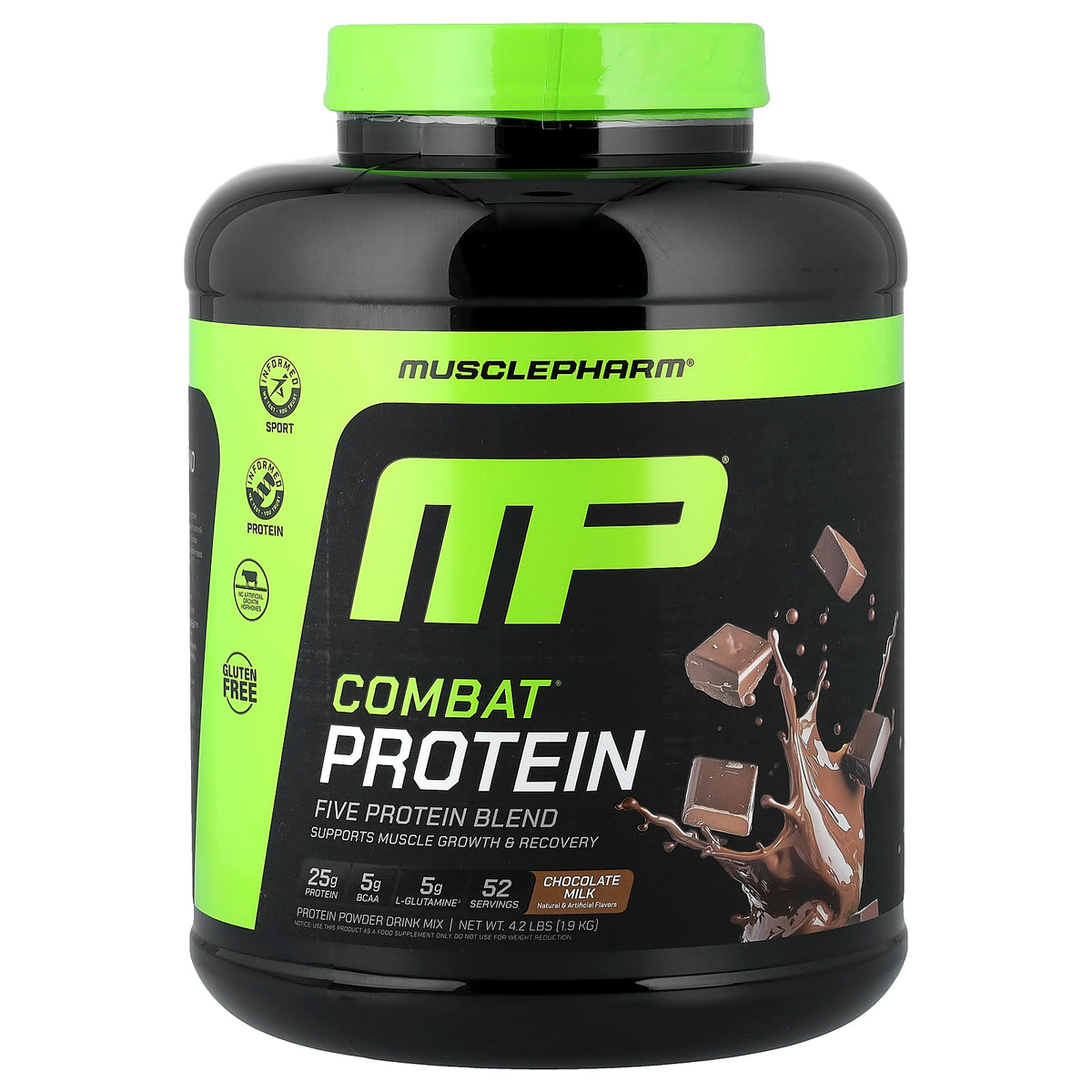 MusclePharm Combat Protein Powder, Chocolate Milk, 1.9 kg (4.2 lb) — product view
