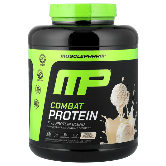 MusclePharm Combat Protein Powder, Vanilla Ice Cream, 1.84 kg (4.1 lb)