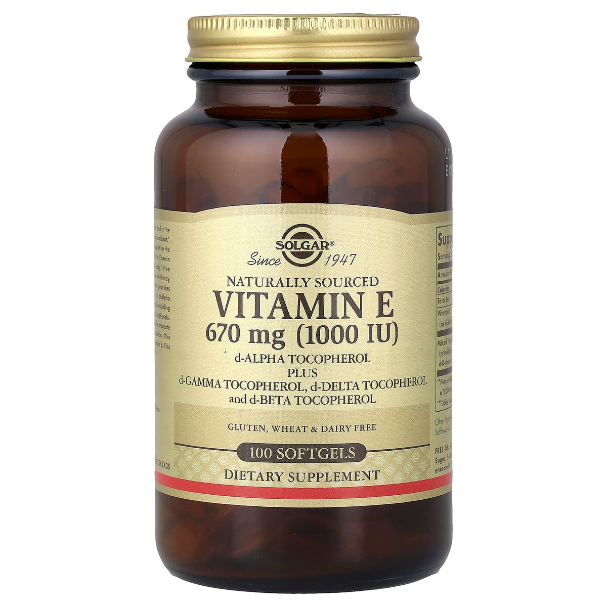 Solgar Vitamin E, 670 mg (1,000 IU), 100 Softgels — product view