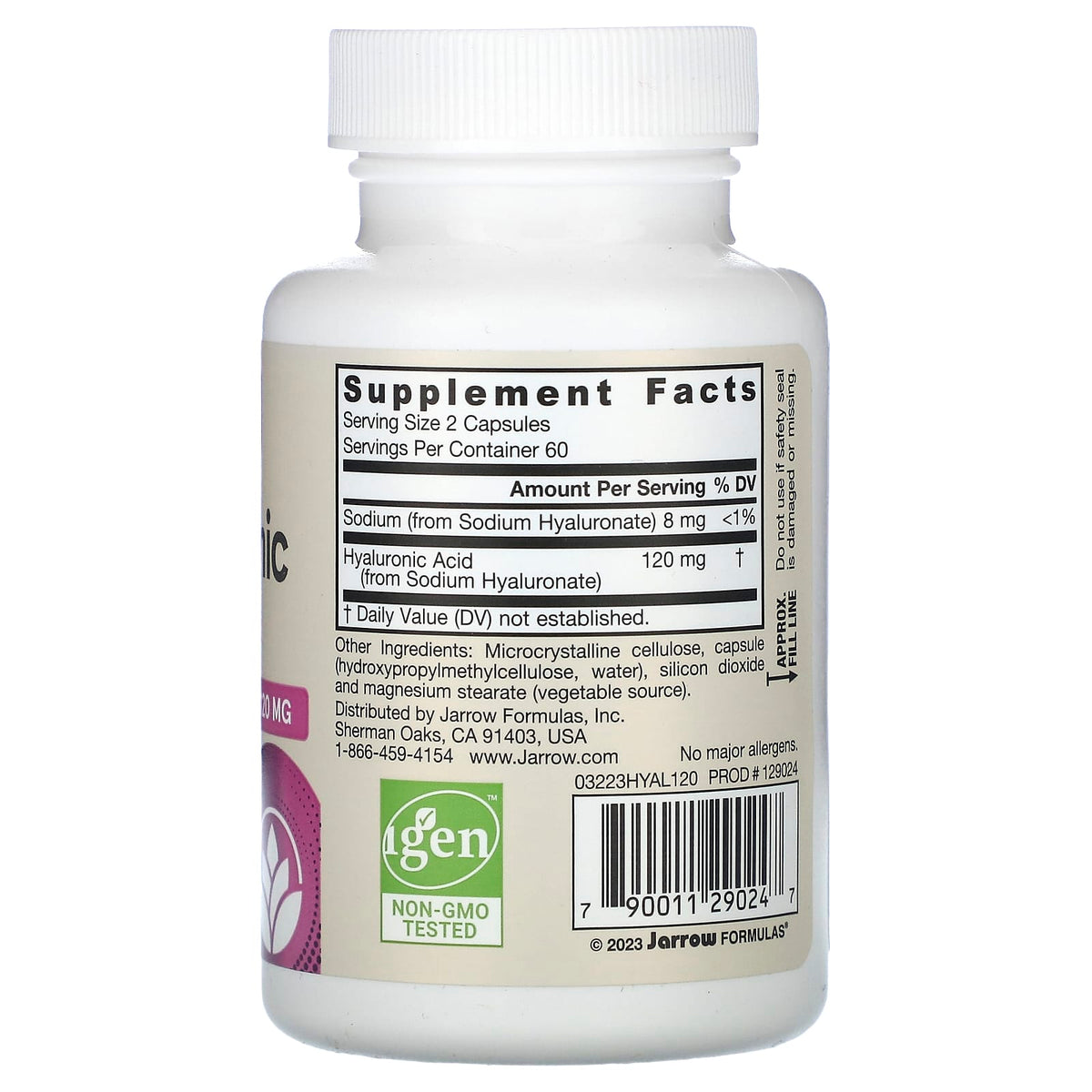 Jarrow Formulas Hyaluronic Acid, 120 Veggie Capsules — alternate product view