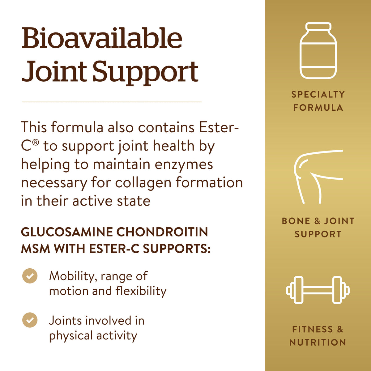 Solgar Glucosamine Chondroitin MSM with Ester-C, 180 Tablets - view 4