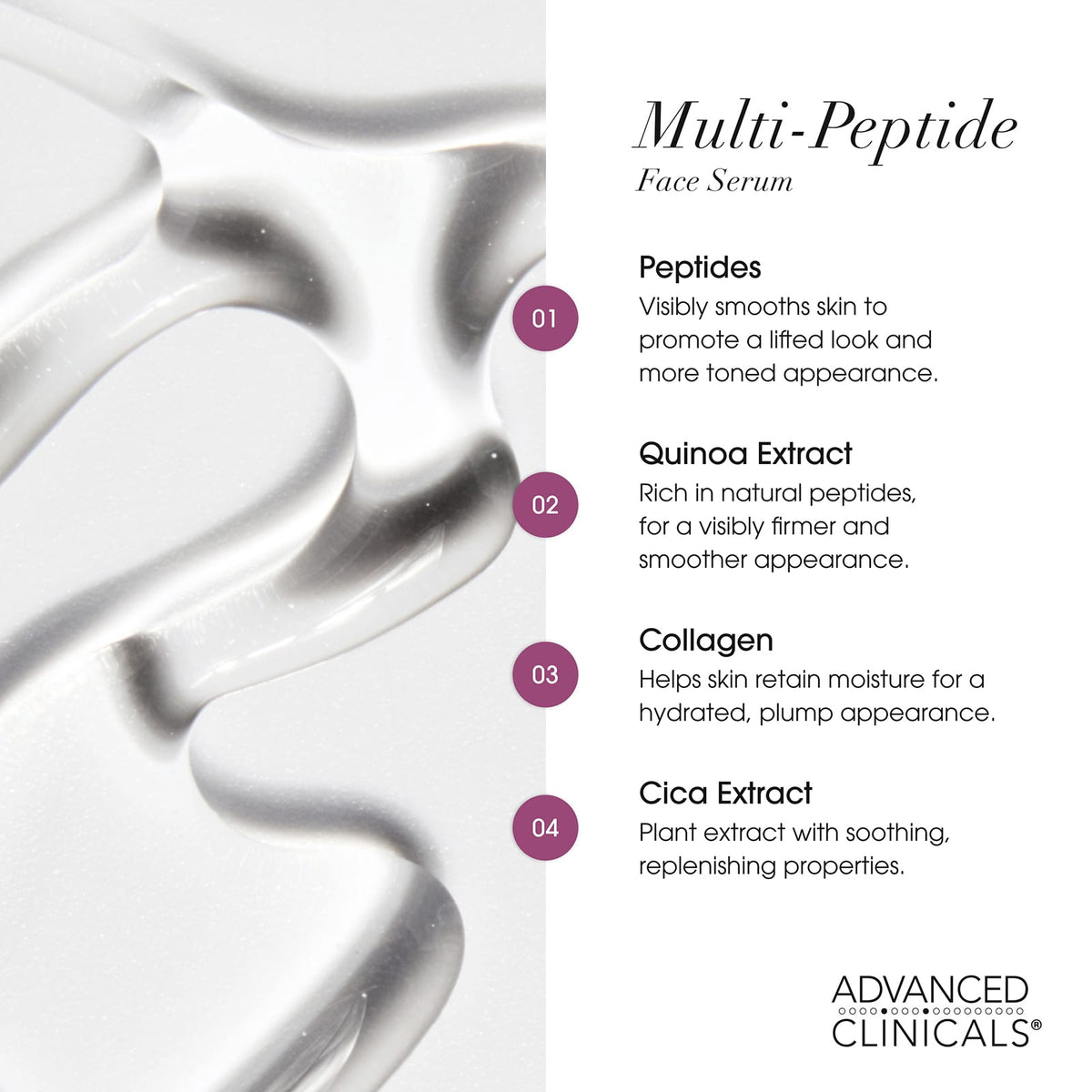 Advanced Clinicals Multi-Peptide Face Serum 52 ml (1.75 fl oz) - view 6