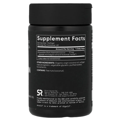 Sports Research Astaxanthin Triple Strength, 12 mg, 60 Softgels - view 2