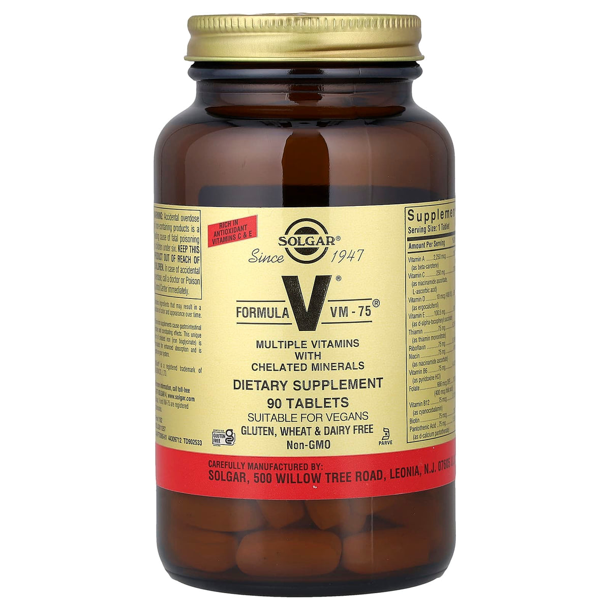 Solgar Formula VM-75 Multiple Vitamins with Chelated Minerals, 90 Tablets — product view
