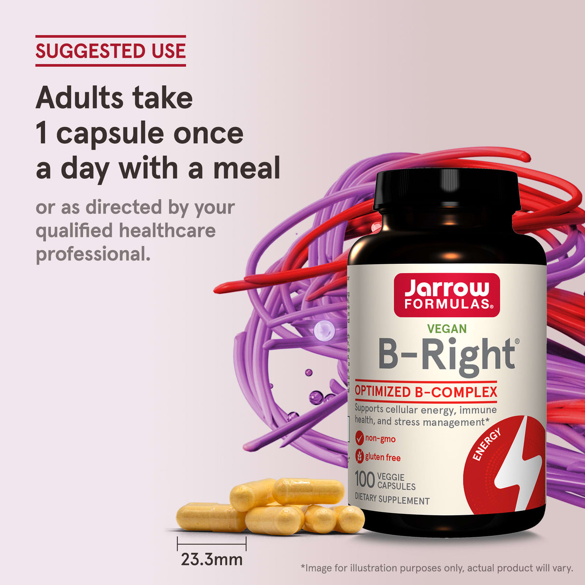 Jarrow Formulas B-Right Vitamin B Complex, 100 Veggie Capsules - view 4