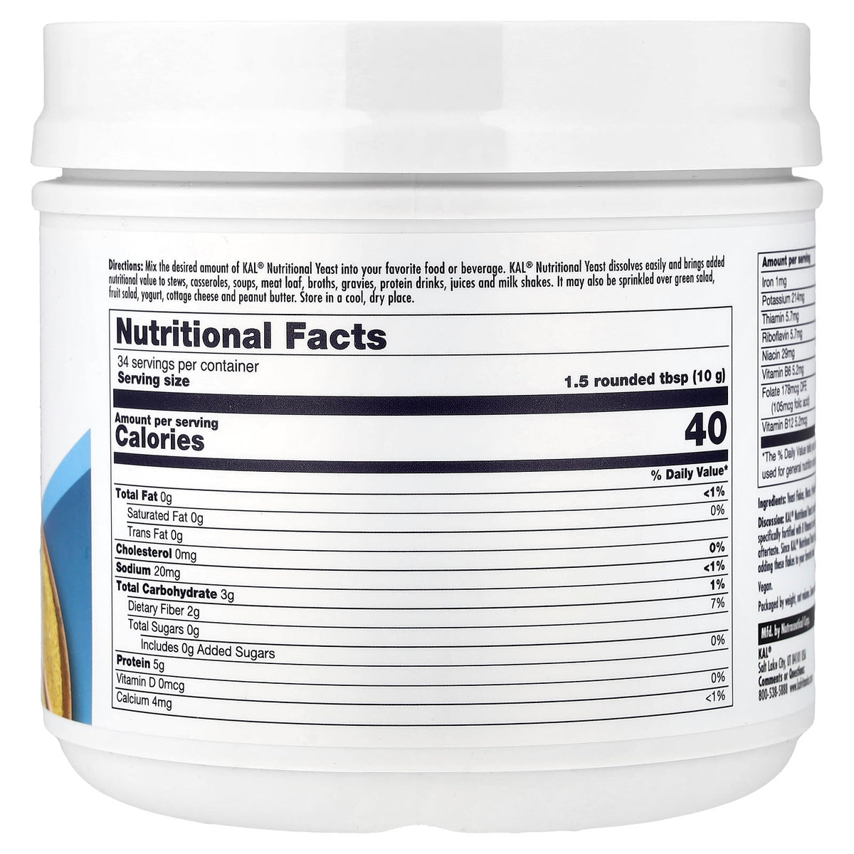 KAL Nutritional Yeast Flakes, Wonderful Nutty, 340 g (12 oz) - view 2