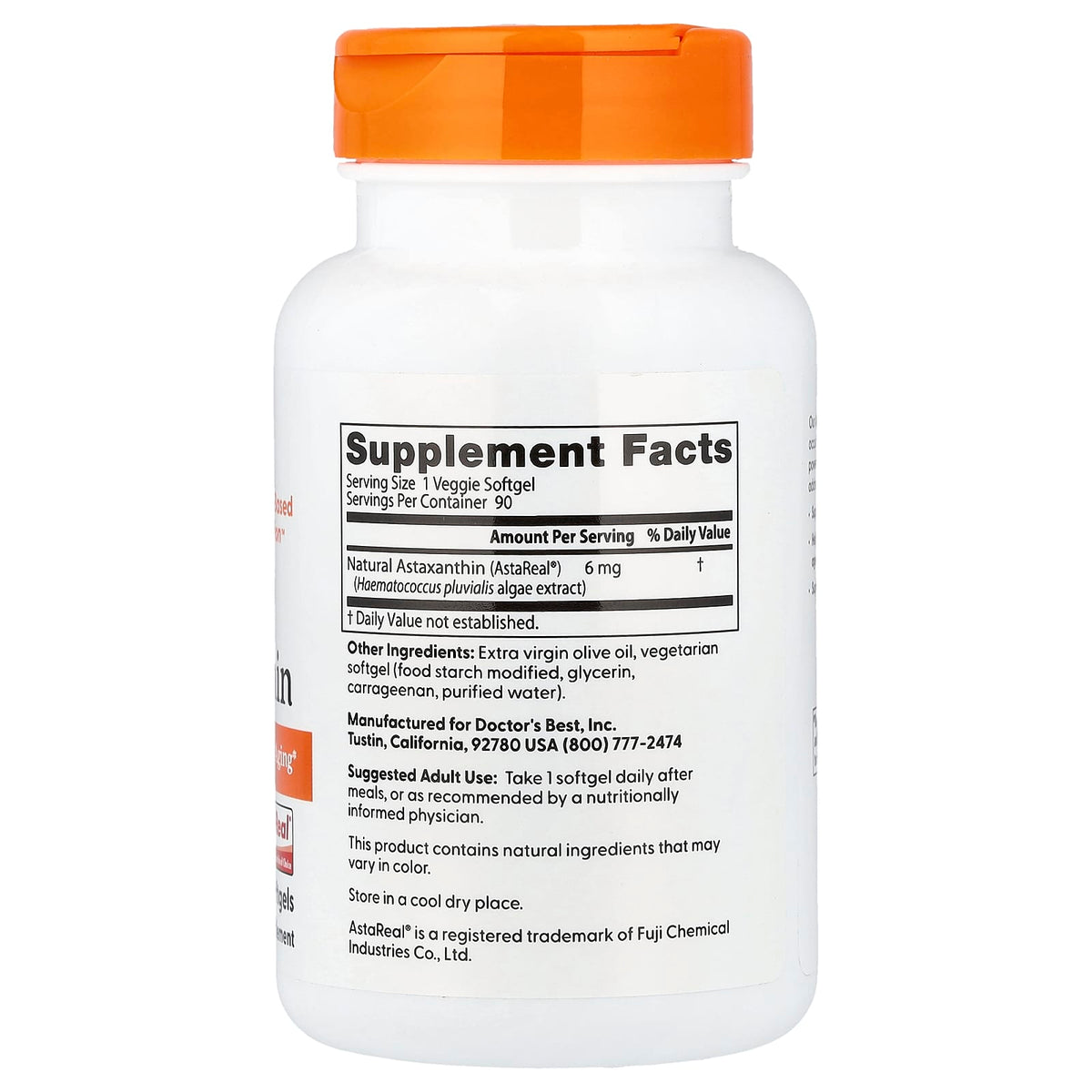 Doctor's Best Astaxanthin, 6 mg, 90 Veggie Softgels - view 2
