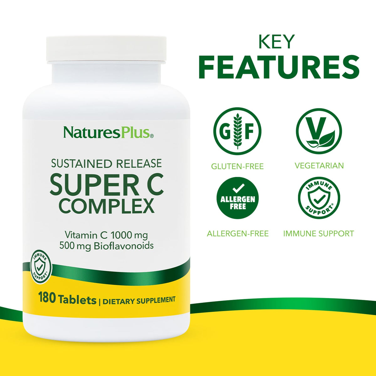 NaturesPlus Super C Complex, Sustained Release, 180 Tablets - view 3
