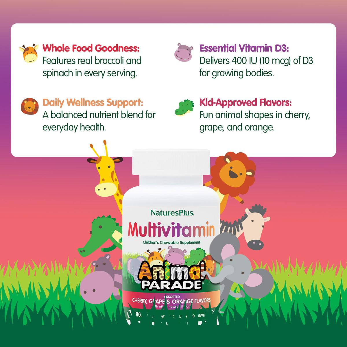 NaturesPlus Animal Parade Children's Chewable Multivitamin, 180 Tablets - view 4